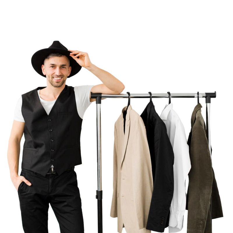 stylish man wearing hat standing wardrobe e1743425003268